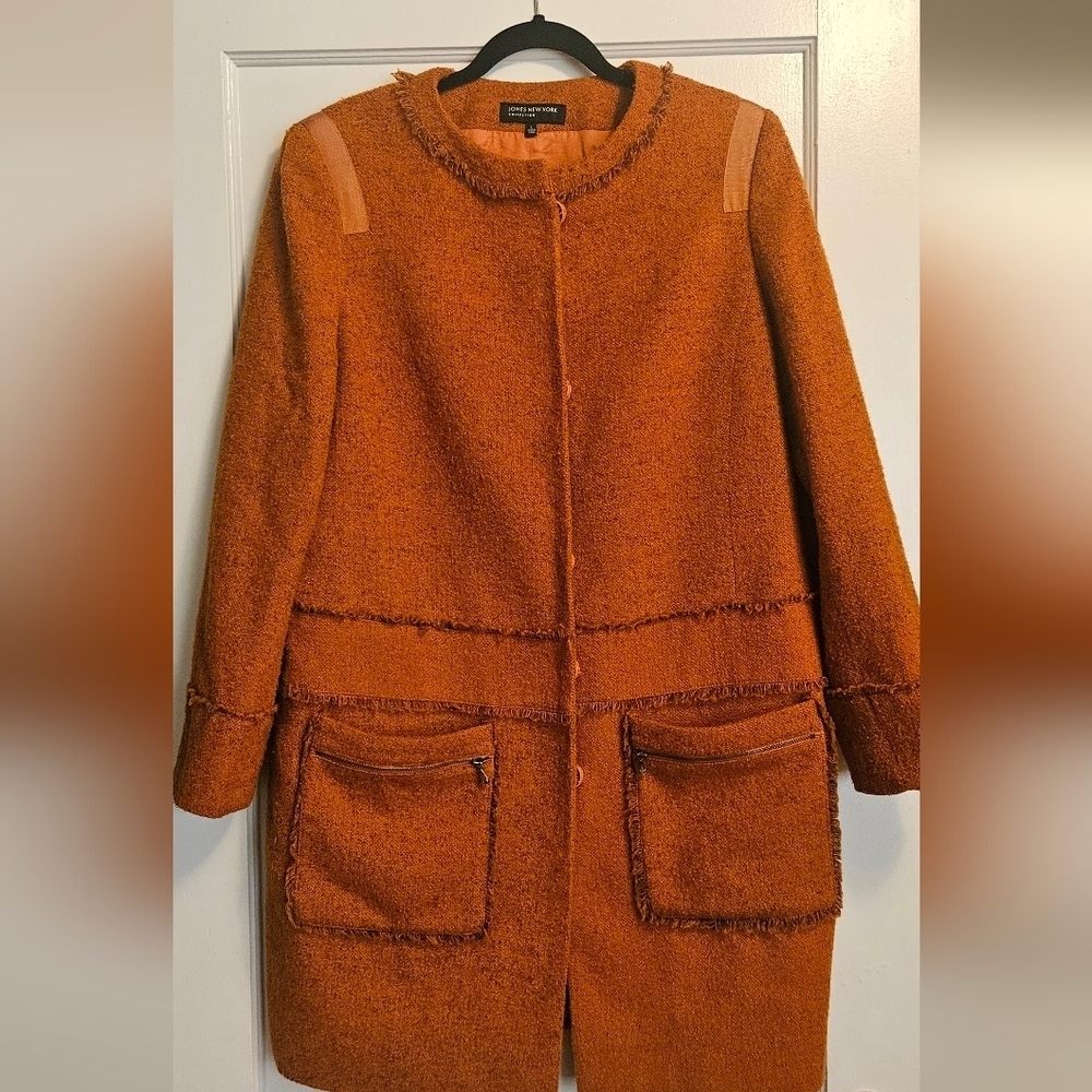 Vintage 70s Jones New York Burnt Orange Wool Jacket - Picture 7 of 7